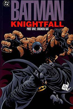 כריכת האוגדן הראשון Batman: Knightfall, Part One: Broken Bat, אמנות מאת מייק דאודטו הבן.