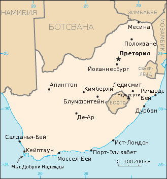 Түштүк-Африка Республикасынын картасы