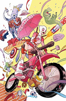 Гвенпул на обложке комикса Unbelievable Gwenpool #1 (апрель 2016) Художники — Гурихиру[англ.]