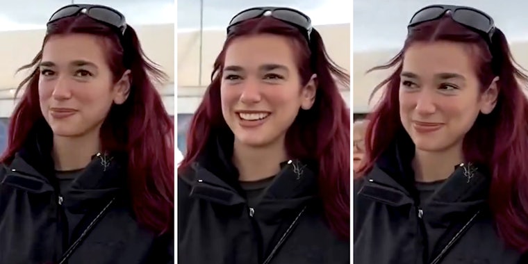 Dua Lipa face meme (three split)