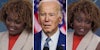 Woman smiling(l), Joe Biden(c), Woman looking shocked(r)