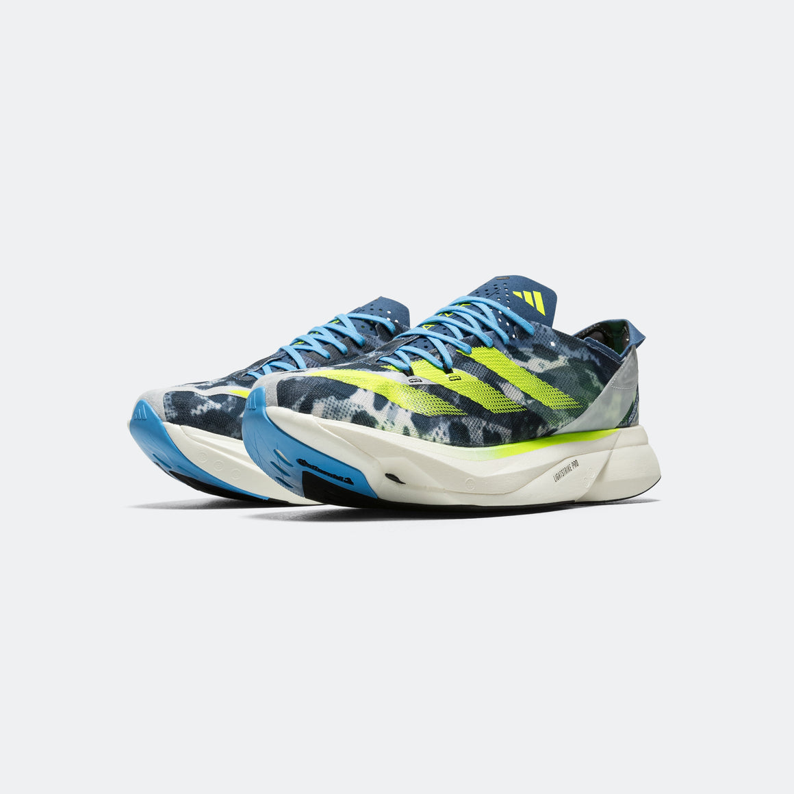 Womens Adizero Adios Pro 3 - Crystal White/Lucid Lemon-Blue Burst