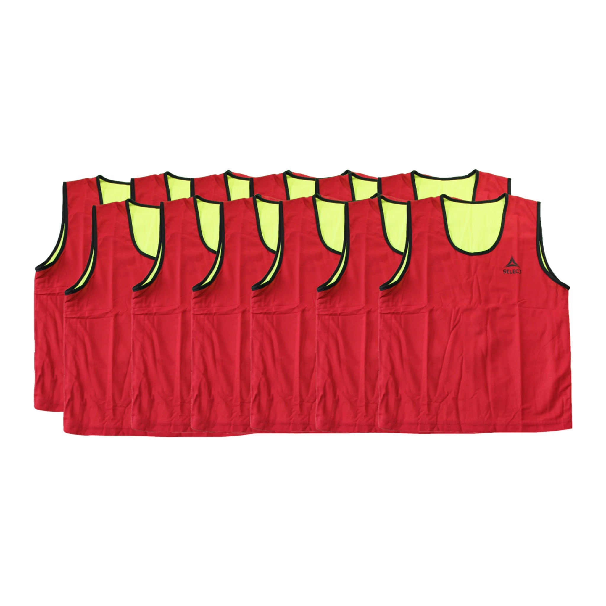 Reversible training bib in yellow and red #color_red/yellow