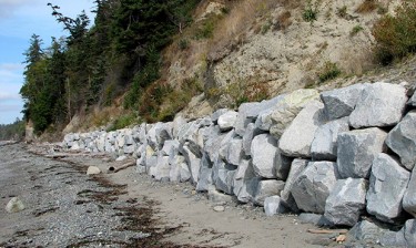 Armored shoreline on Whidbey Island.