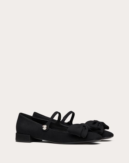 Valentino Garavani - Valentino Garavani Bowjane Mary-jane Ballerina In Crepe Fabric 20mm - Black - Woman - Shoes