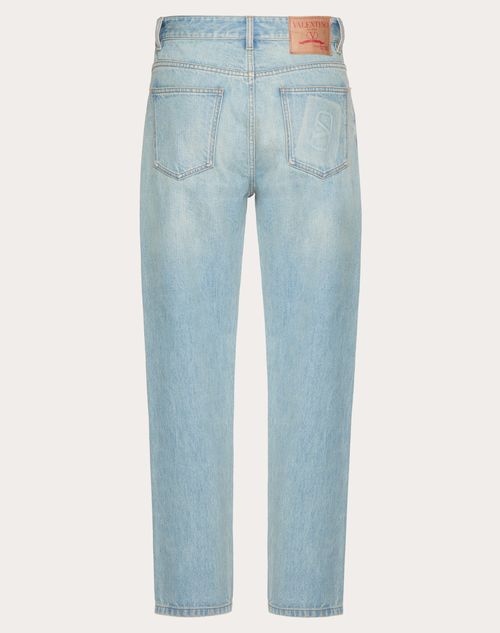 Valentino - Denim Pants With Embossed Vlogo Signature - Denim - Man - Shelf - Mrtw - Pre Ss24 Vdetail+denim Toile Iconographe