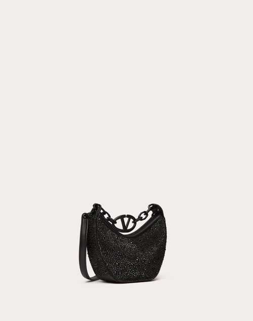 Valentino Garavani - Minibolso Hobo Vlogo Moon Con Estrás - Negro - Mujer - Valentino Garavani Vlogo Moon