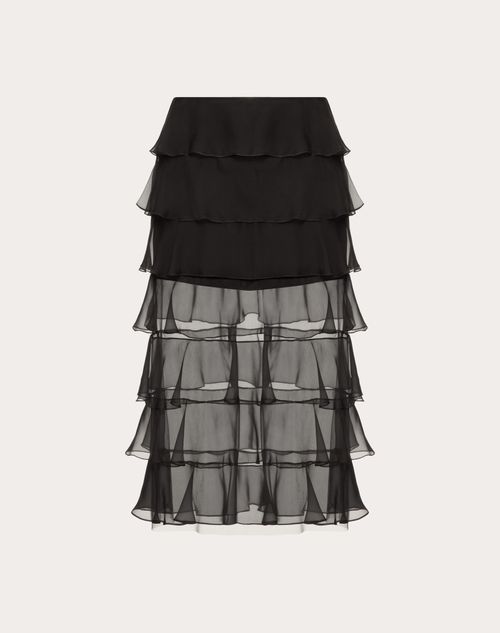 Valentino - Chiffon Skirt - Black - Woman - Ready To Wear