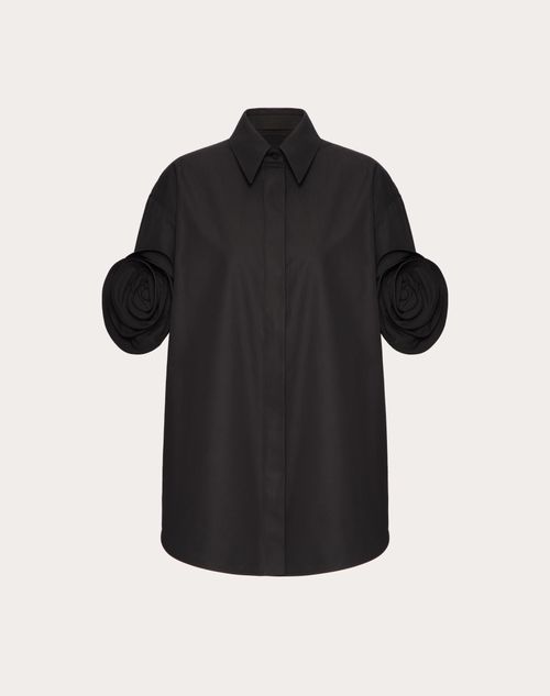 Valentino - Compact Popeline Blouse - Black - Woman - Shirts And Tops