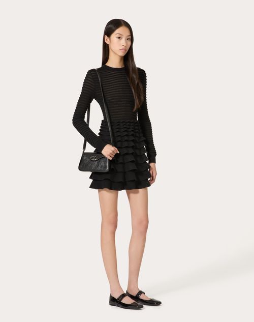 Valentino - Vestido Corto De Viscosa Y Lana - Negro - Mujer - Ropa