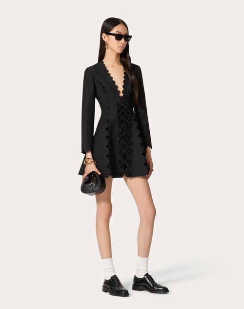 Valentino - Embroidered Crepe Couture Short Dress - Black - Woman - Dresses