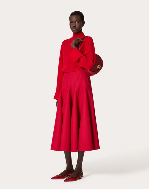 Valentino - Gonna Midi In Crepe Couture - Rosso - Donna - Shelf - W Pap - Le Noir Red