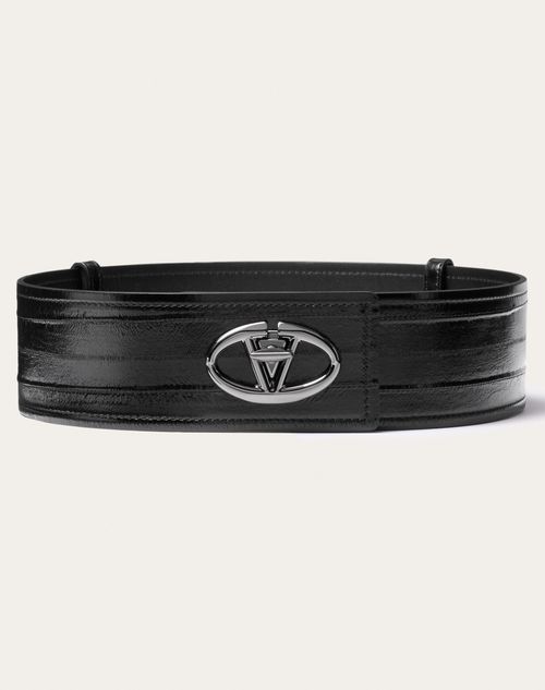 Valentino Garavani - 브이로고 볼드 에디션 장어 가죽 벨트 60 Mm - 블랙 - 여성 - Belts - Accessories