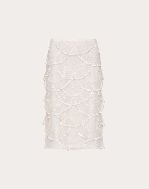 Valentino - Tulle Illusione Embroidered Skirt - Ivory - Woman - Skirts