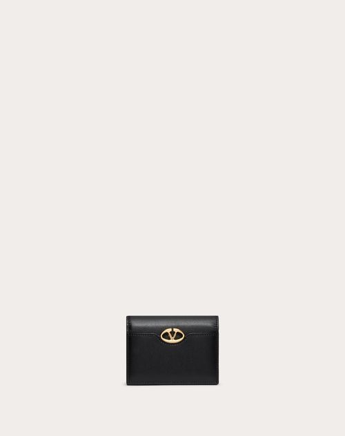 Valentino Garavani - Petit Portefeuille Vlogo The Bold Edition En Cuir De Veau - Noir - Femme - Wallets & Cardcases - Accessories