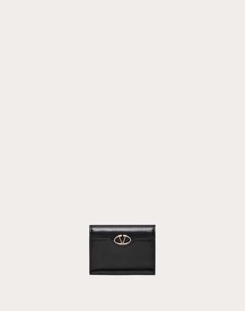 Valentino Garavani - Portefeuille Vlogo The Bold Edition En Cuir De Veau Brillant - Noir - Femme - Wallets & Cardcases - Accessories