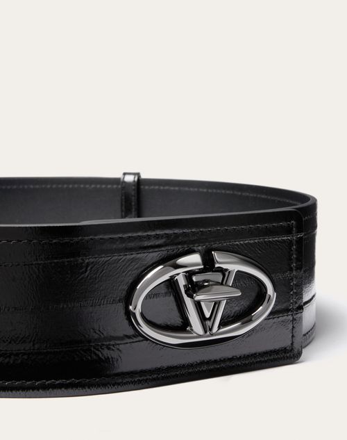 Valentino Garavani - The Bold Edition Vlogo Eel Belt 60 Mm - Black - Woman - Belts - Accessories