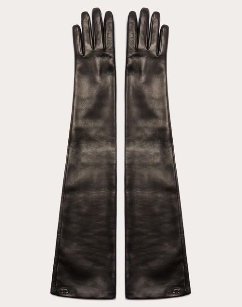 Valentino Garavani - Gants Vlogo The Bold Edition En Cuir Nappa - Noir/ruthénium - Femme - Nouveautés