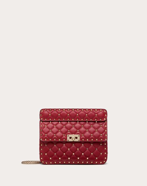 Valentino Garavani - Medium Nappa Rockstud Spike Bag - Rosso Valentino - Woman - Valentino Garavani Rockstud Spike