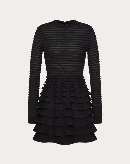 Valentino - Vestido Corto De Viscosa Y Lana - Negro - Mujer - Ropa