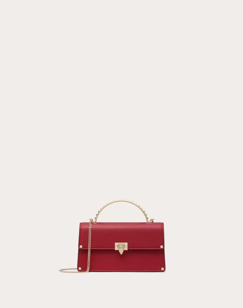 Valentino Garavani - Rockstud Mini Handbag In Calfskin - Rosso Valentino - Woman - Wallets & Cardcases - Accessories