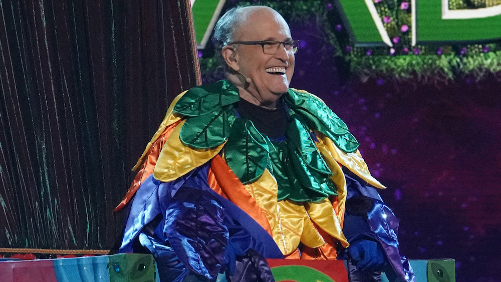 THE MASKED SINGER: Rudy Giuliani in THE MASKED SINGER episode airing Wed. April 20 (8:00-9:00 PM ET/PT) on FOX. CR: Michael Becker / FOX. © 2022 FOX MEDIA LLC. CR: FOX.