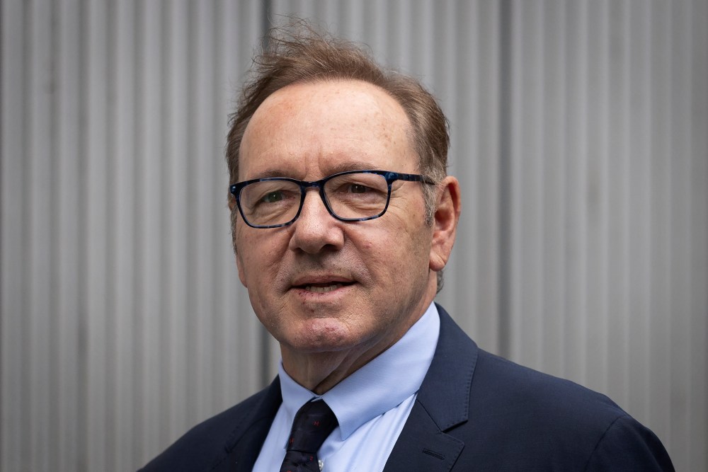 LONDON, ENGLAND - JULY 14: Kevin Spacey arrives for his sexual assault trial at Southwark Crown Court on July 14, 2023 in London, England. The US actor is on trial in the UK accused of sexual assaults on men during his time as Artistic Director of The Old Vic Theatre. (Photo by Dan Kitwood/Getty Images)