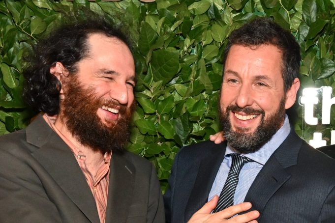 NEW YORK, NEW YORK - NOVEMBER 28: (L-R) Josh Safdie, Adam Sandler, Ted Sarandos, and Benny Safdie pose in the GreenSlate Greenroom At The 2022 Gotham Awards at Cipriani Wall Street on November 28, 2022 in New York City. (Photo by Slaven Vlasic/Getty Images for GreenSlate)