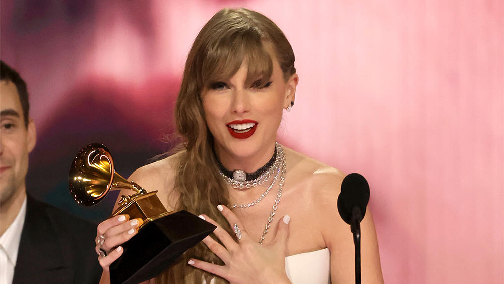 LOS ANGELES, CALIFORNIA - FEBRUARY 04: Taylor Swift accepts the Album Of The Year award for “Midnights” onstage during the 66th GRAMMY Awards at Crypto.com Arena on February 04, 2024 in Los Angeles, California. (Photo by Kevin Winter/Getty Images for The Recording Academy)