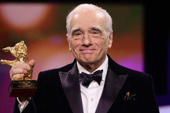 BERLIN, GERMANY - FEBRUARY 20: Martin Scorsese accepts the Honorary Golden Bear on stage at the Honorary Golden Bear Award Ceremony for Martin Scorsese during the 74th Berlinale International Film Festival Berlin at Berlinale Palast on February 20, 2024 in Berlin, Germany. (Photo by Andreas Rentz/Getty Images)