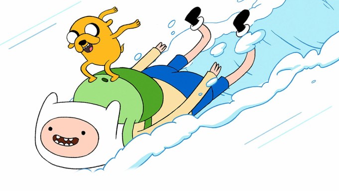 ADVENTURE TIME, from top: Jake (voice: John DiMaggio), Finn (voice: Jeremy Shada), (Season 1), 2010-18. photo: ©Cartoon Network / Courtesy Everett Collection