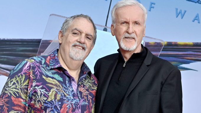 HOLLYWOOD, CALIFORNIA - JANUARY 12: Jon Landau and James Cameron attend their Hand and Footprint Ceremony at TCL Chinese Theatre on January 12, 2023 in Hollywood, California. (Photo by Axelle/Bauer-Griffin/FilmMagic)