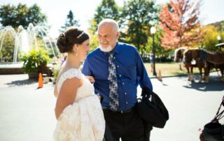 Wedding Bride and Father fountain