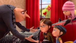 Gru’s three daughters, Margo (from left), Agnes and Edith, return in this spot-on sequel.