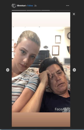 A selfie of Lili Reinhart and an aging Cole Sprouse together
