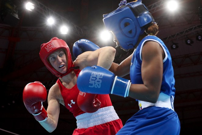 Virginia Fuchs (left) fights Ingrit Valencia in Aug. 2019.