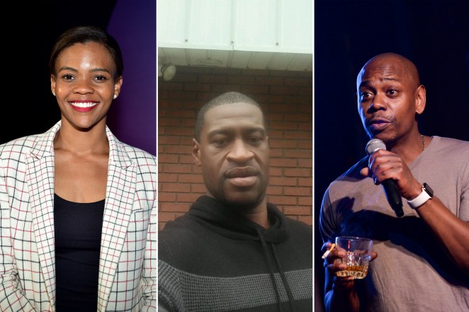 Dave Chappelle (far right) has plenty to say about George Floyd and Candace Owens in his new Netflix special.