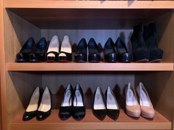 Brown's closet before she swapped her heels for sneakers