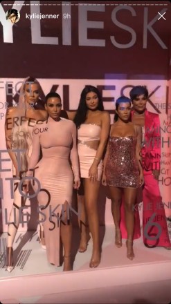 All of the Kardashian sisters supported wearing skin-tight pink looks.
