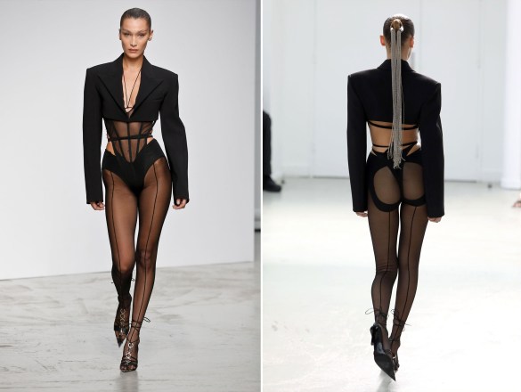 Bella Hadid on the Mugler runway