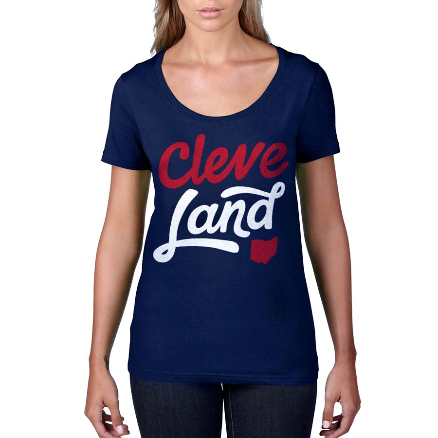 CleveLand Ohio Script - Womens Ballpark Tshirt, T-shirts, WeBleedOhio, WeBleedOhio