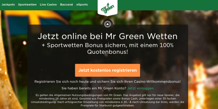 Mr Green Sportwetten Bonus