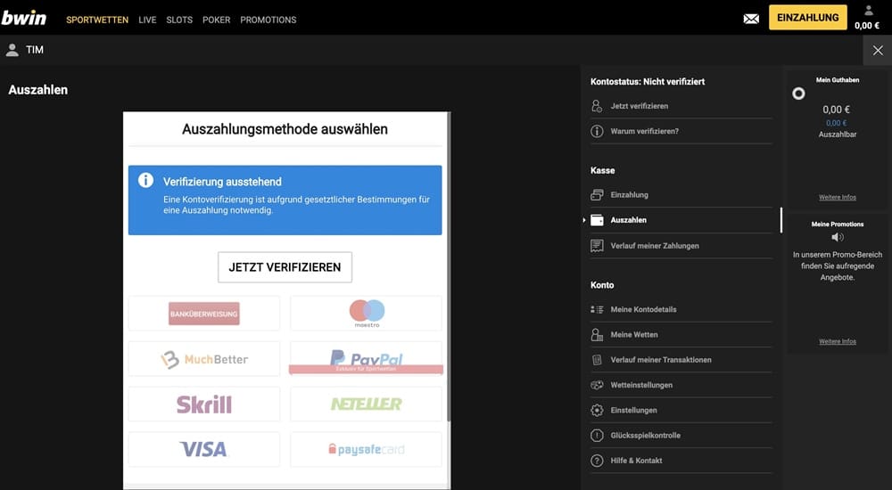 Bwin Auszahlung