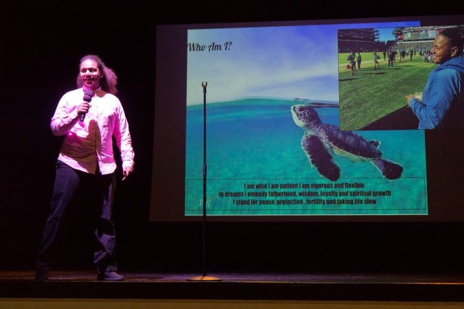 During Josh Martinez's presentation, he said his spirit animal is a sea turtle. (Kimberly Paynter/Keystone Crossroads)