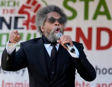 Cornel West speaking at a rally