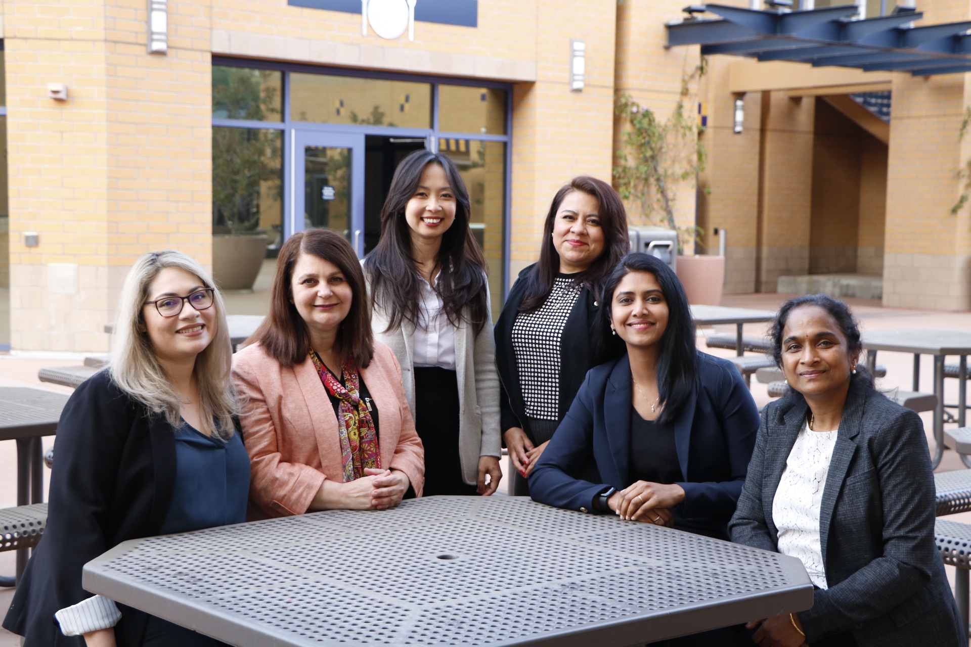 WiTIN group photo. Regina Castleman, Carolina Manel, Shohreh Bozorgmehri, Angela Han, Srilatha Arduthi, Lakshmi Arunachalam