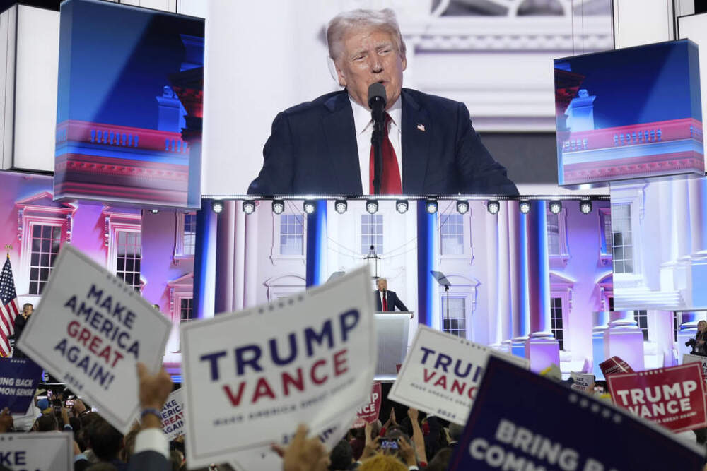 Republican presidential candidate and former president, Donald Trump, speaks during the final day of the Republican National Convention Thursday, July 18, 2024, in Milwaukee. (AP Photo/Jae C. Hong)