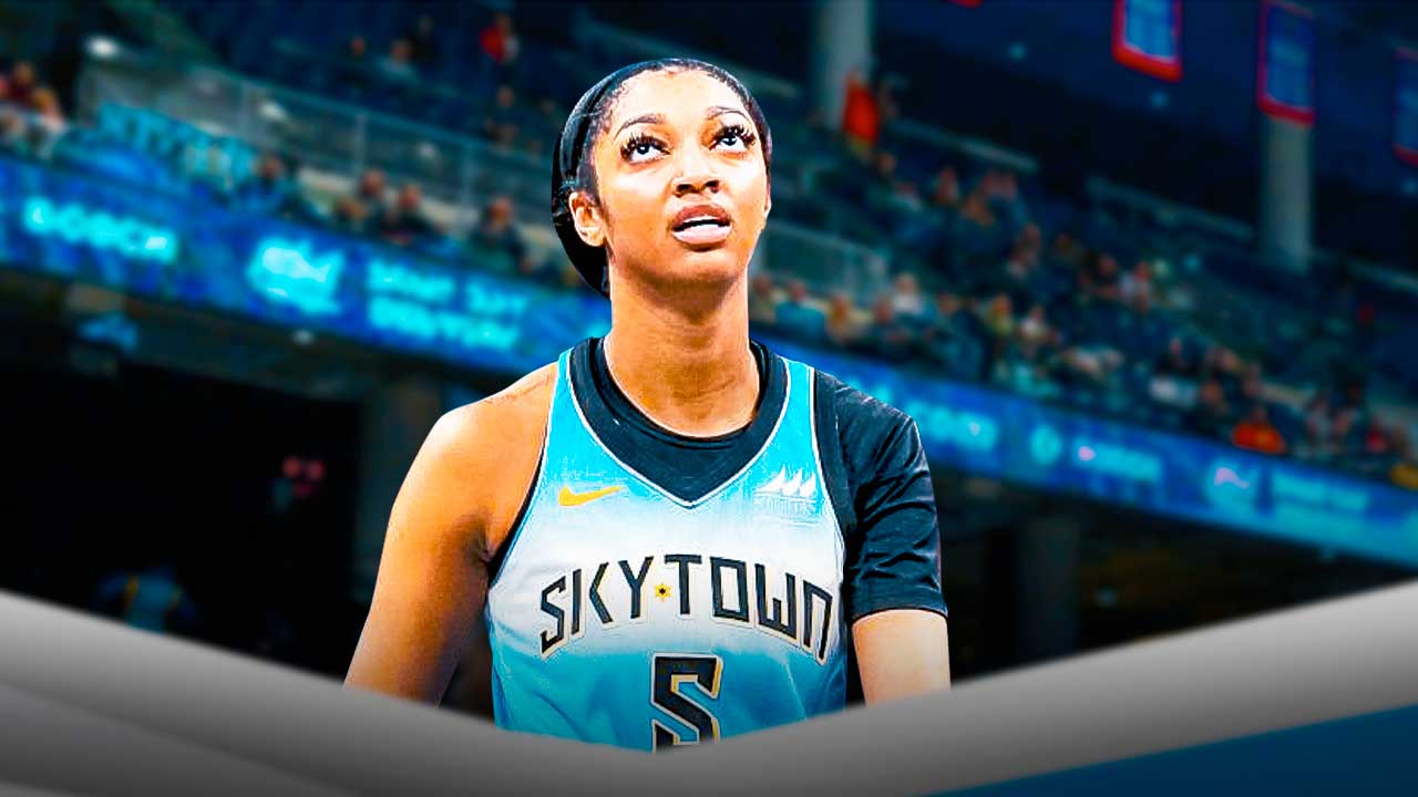 Chicago Sky player Angel Reese with the Chicago Sky arena in the background, WNBA history