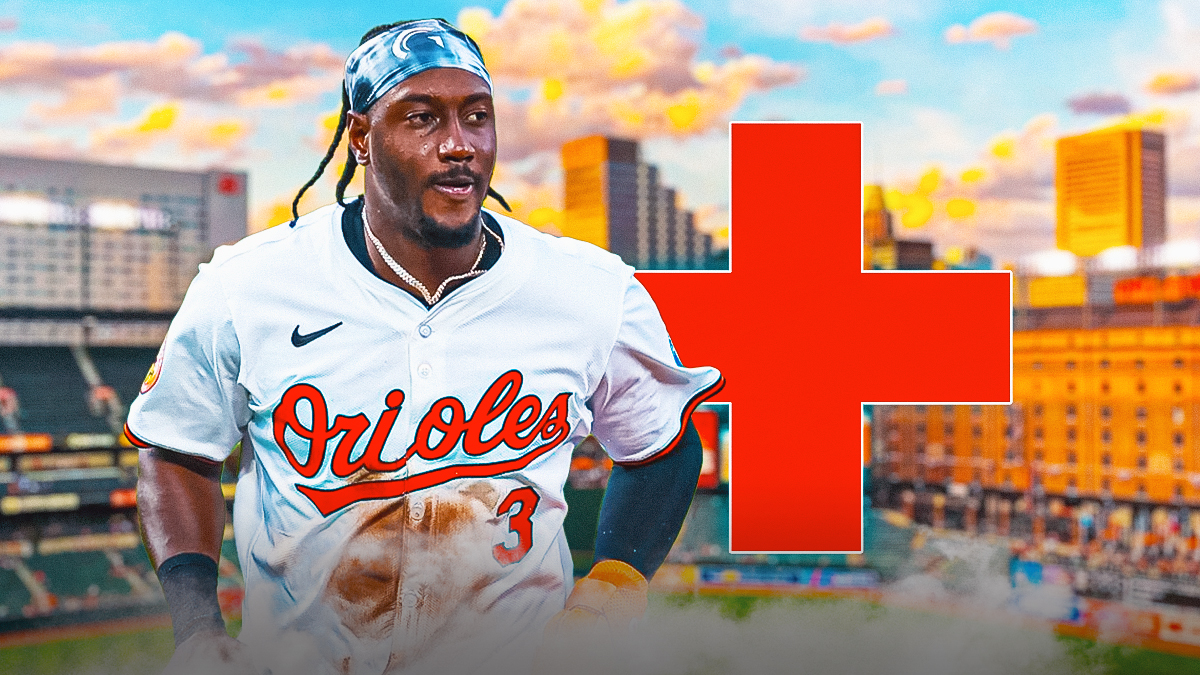 Jorge Mateo running in a Baltimore Orioles uniform with a red and white first aid symbol Mateo had Tommy John surgery and is out for the season with an injury - the latest Orioles injuries that impacts the playoffs.