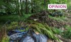 Garden waste and rubbish dumped at Camperdown Park this month. Image: Mhairi Edwards/DC Thomson